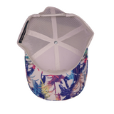 Trucker Hat - Curved Bill - White w/ Pattern